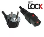 Napájecí kabel Europe CEE 7/7 90° na C13, 1 mm², se zámkem, černý, délka 2,00 m